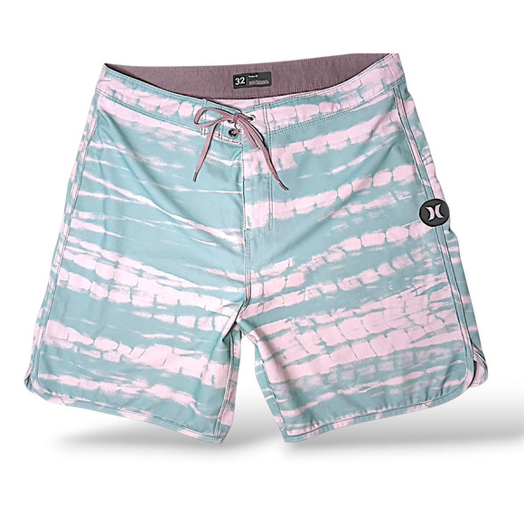 Hurley Phantom Tigerbyte Board Shorts Mens Sz 32 Aqua White Swim Stretch Tie Dye - Picture 1 of 12